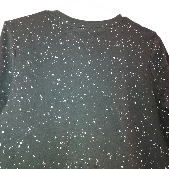 Boys Black Long Sleeve Valentines Paint Splatter Skull Rose T-Shirt Shirt Xl - Picture 4 of 14